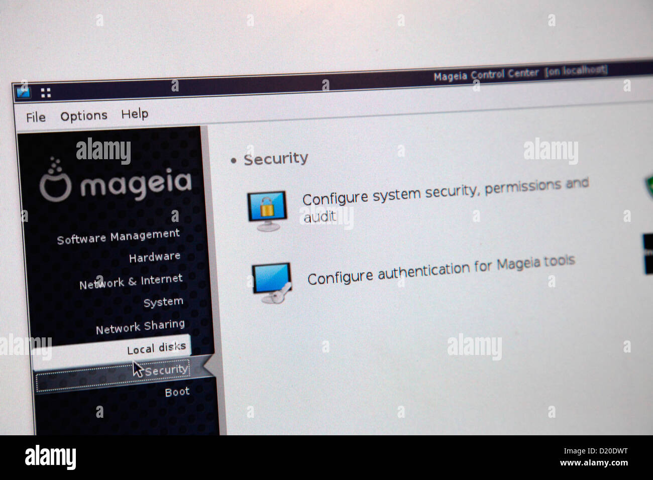 Screenshot - Linux Mageia operating system - security config screen ...