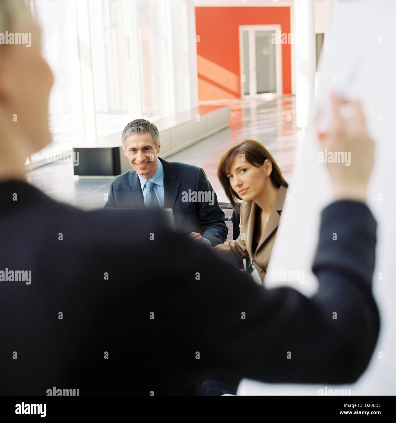 Businesswoman at chart leading meeting in conference room License free except ads and billboards Stock Photo