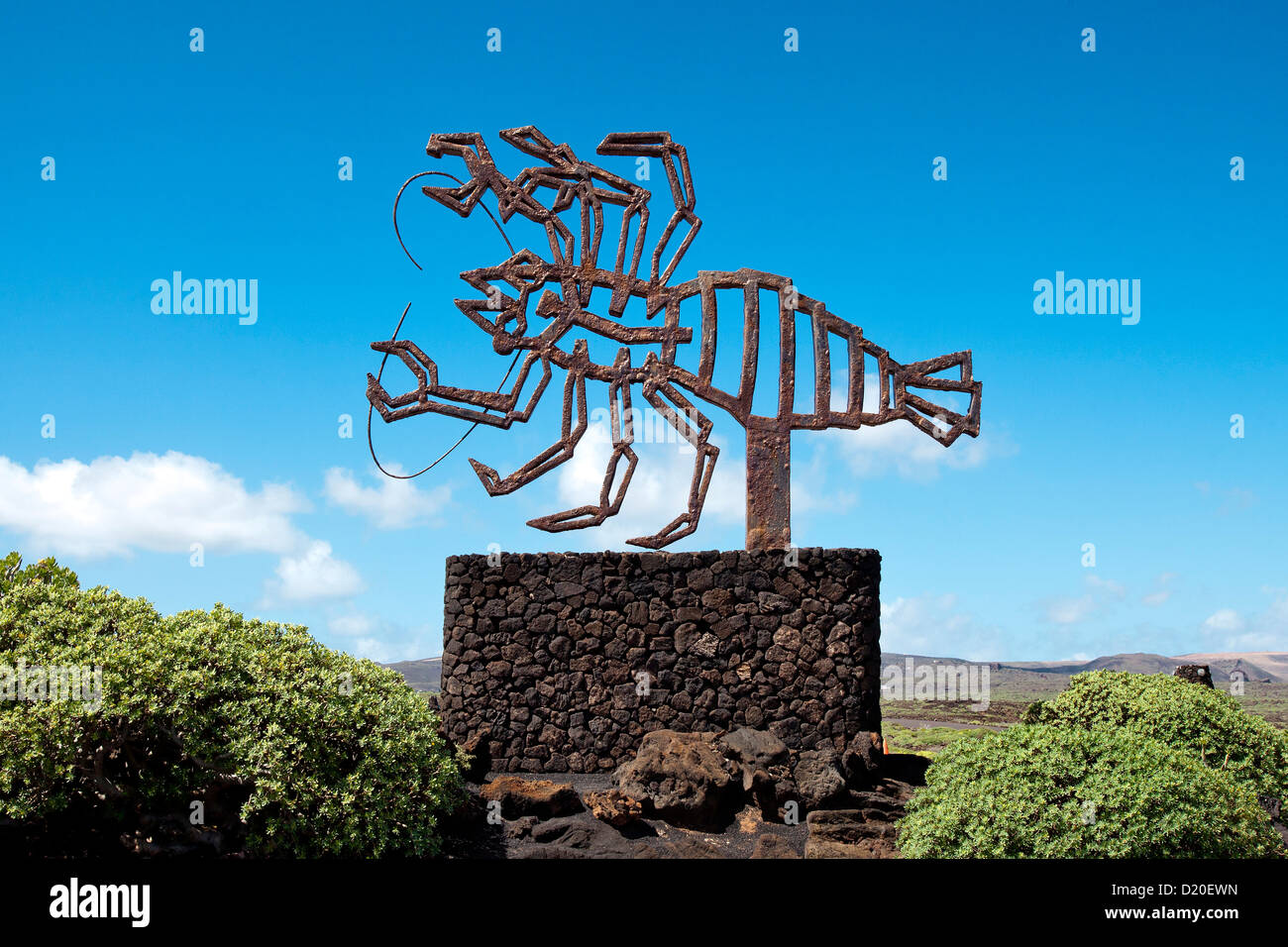 Sign, Jameos del Agua, architect Cesar Manrique, Lanzarote, Canary Islands, Spain, Europe Stock Photo