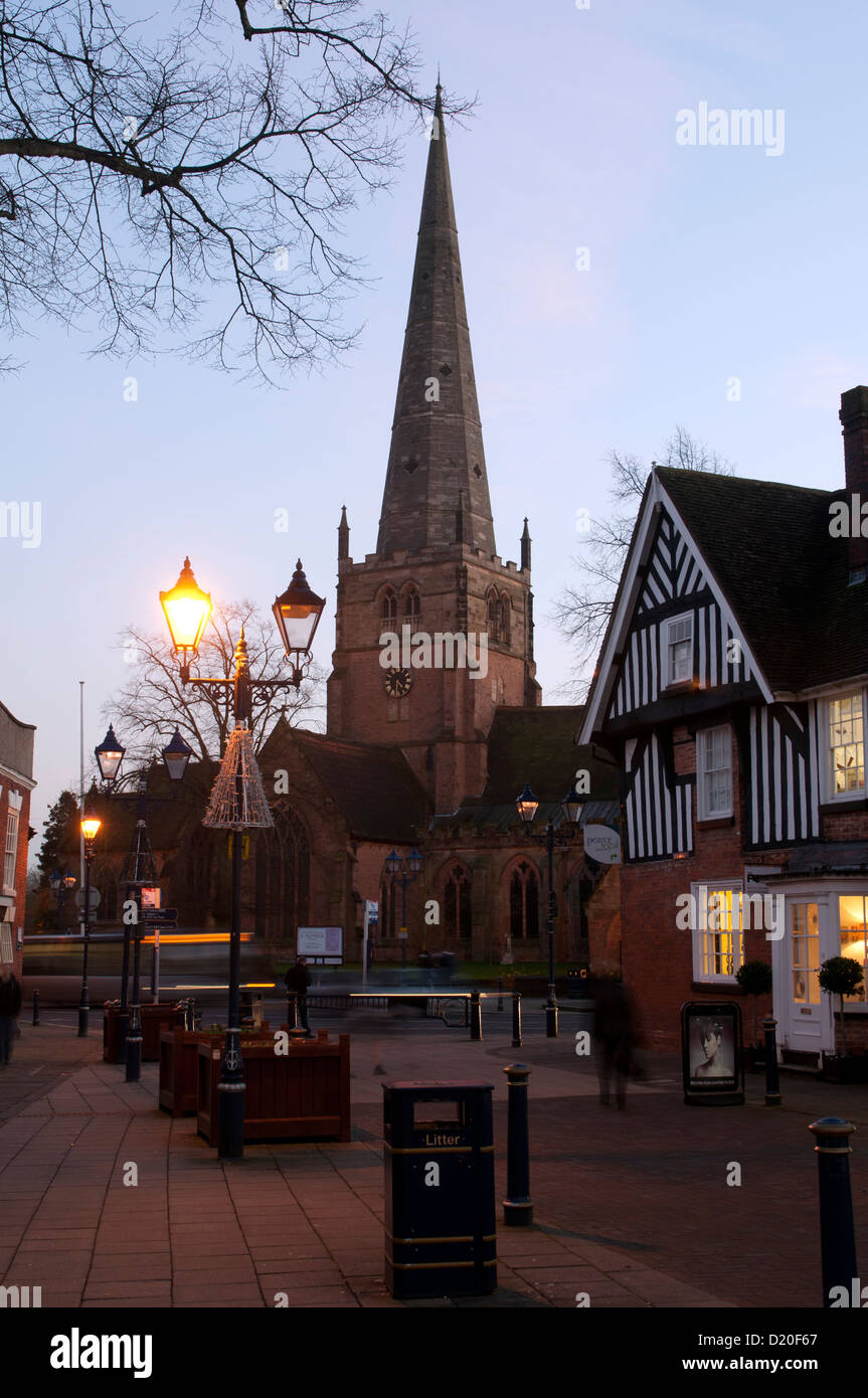High Street and St Alphege Church, Solihull, West Midlands, England, UK