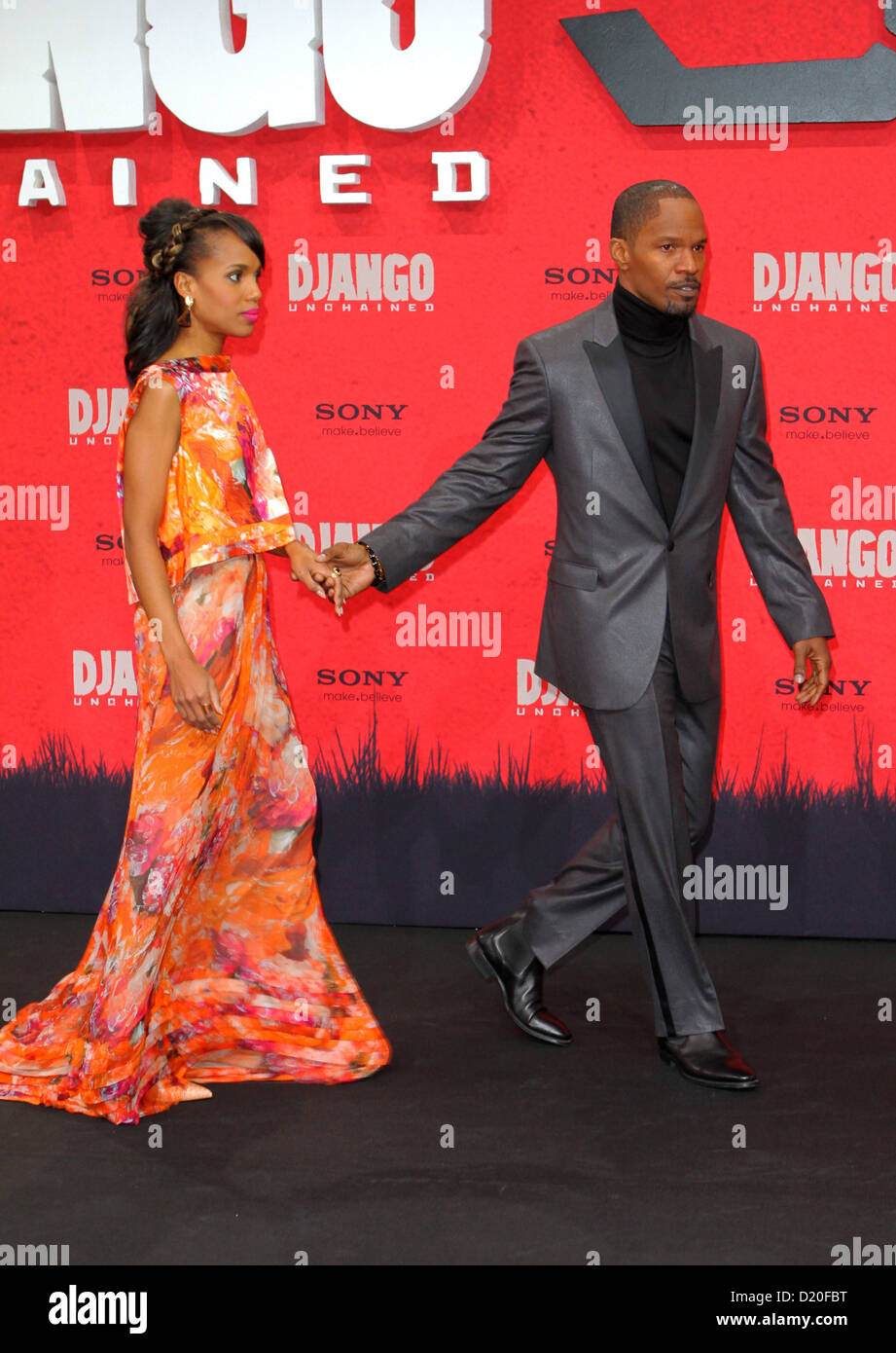 Actress kerry washington and jamie foxx attend to the premiere of the