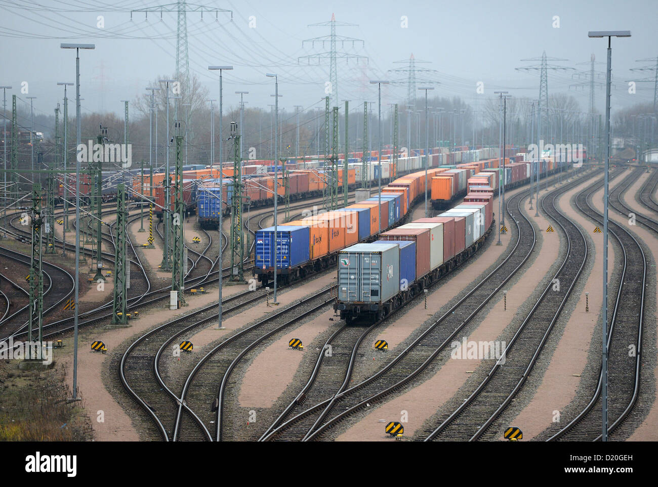 German Container Train Trains carry containers in harbour of Hamburg, Germany, 28th November ...