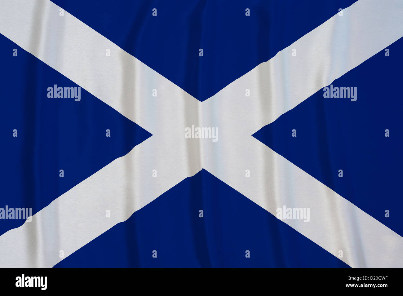 Rippled Scottish flag. Scotland flag illustration Stock Photo