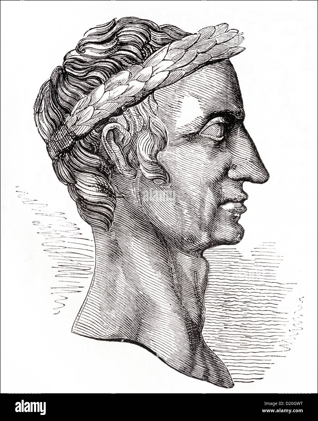 Julius Caesar Roman general and statesman Victorian woodcut engraving circa 1845 showing Stock Photo