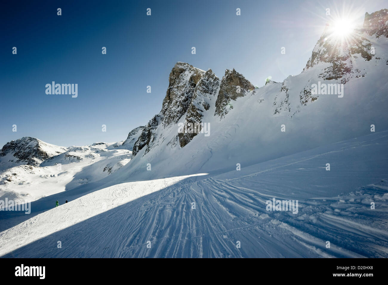Snow-capped mountains, Tignes, Val d Isere, Savoie department, Rhone-Alpes, France Stock Photo