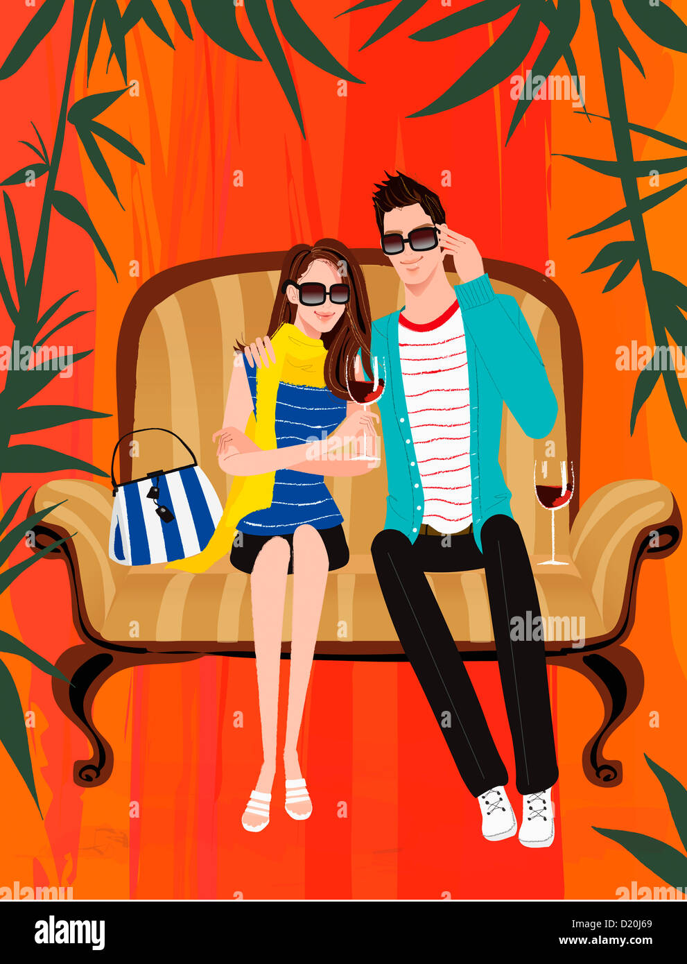 couple sitting on a coach Stock Photo Alamy