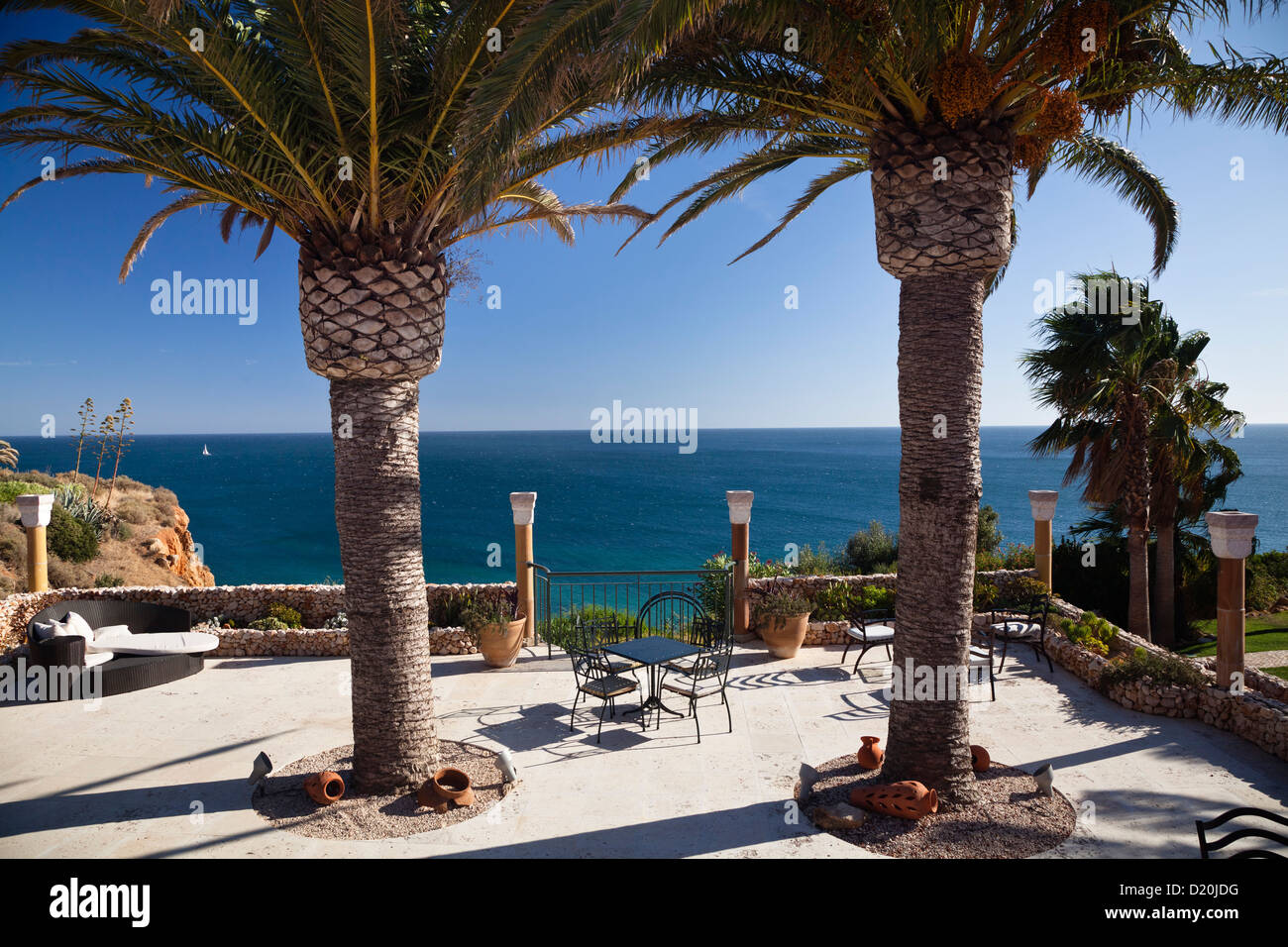 terrace of Vivenda Miranda Hotel, Lagos, Algarve, Portugal, Europe Stock Photo