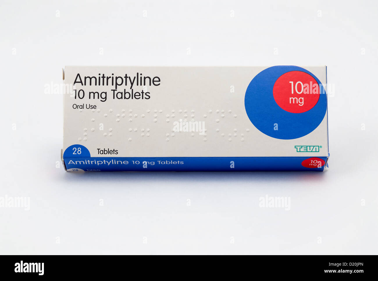 Amitriptyline, a Tricyclic antidepressant drug. Now often given at lower doses for relief of nerve pain. Stock Photo