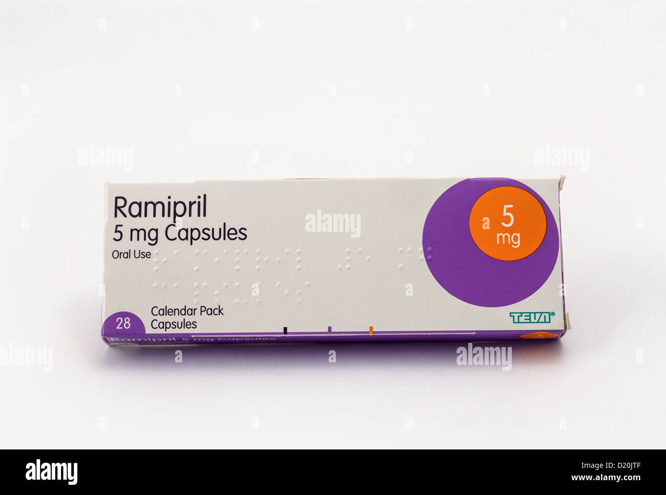 a packet of Ramipril, an ACE inhibitor type drug used to treat hypertension. Stock Photo
