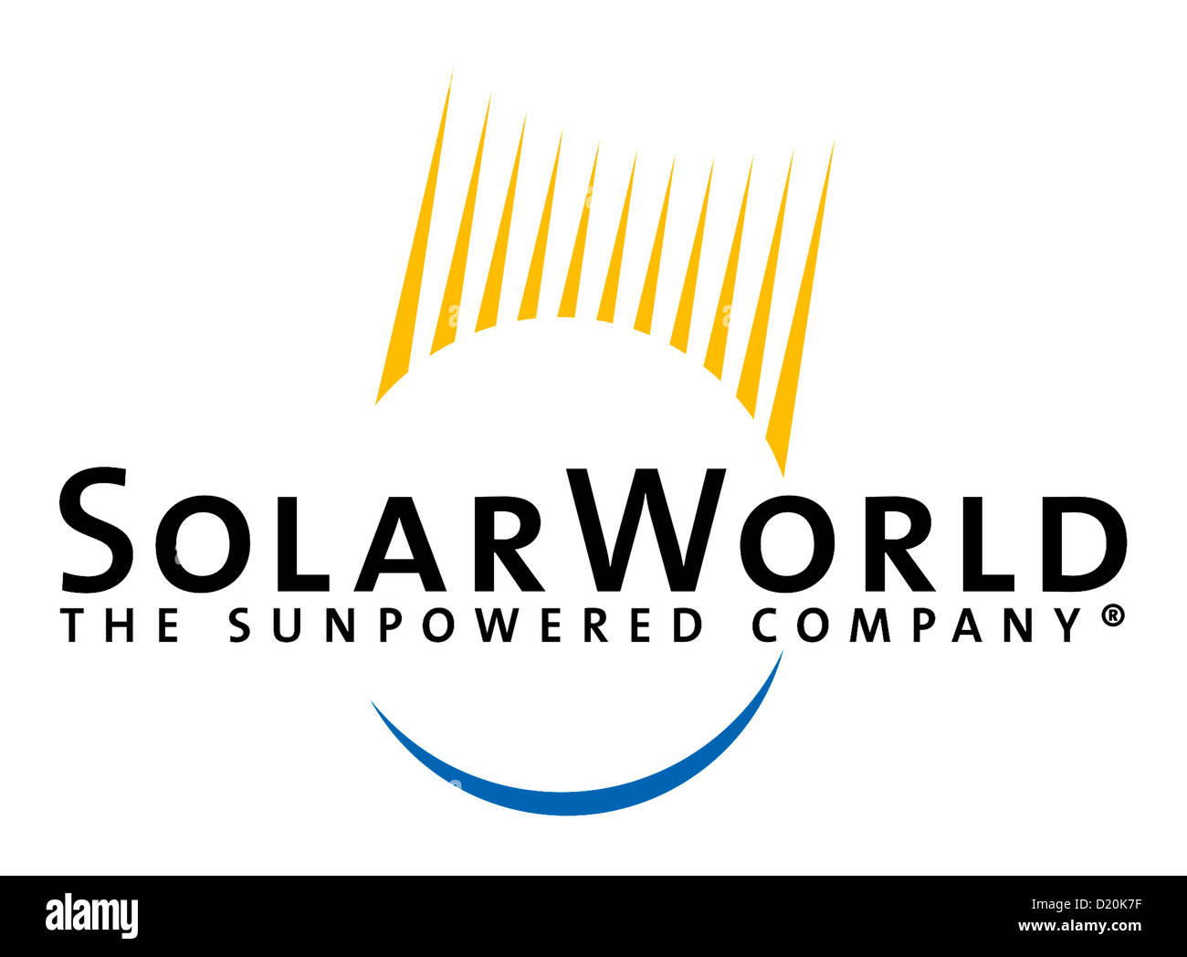 Logo of the German solar energy group SolarWorld AG with seat in Bonn. Stock Photo