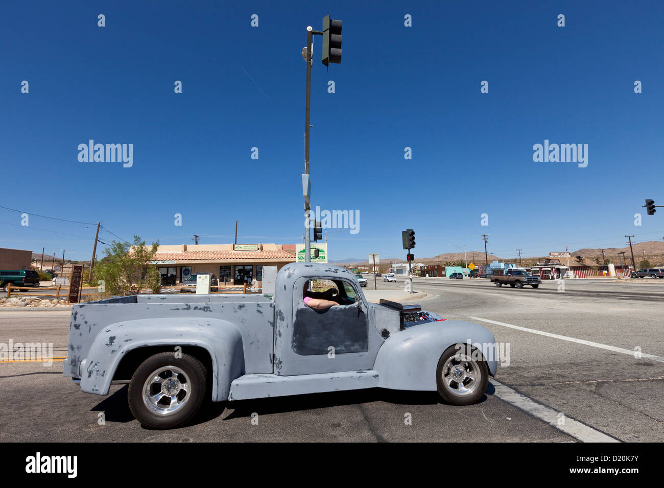 Pickup truck at an intersection, Joshua Tree National Park, Riverside ...