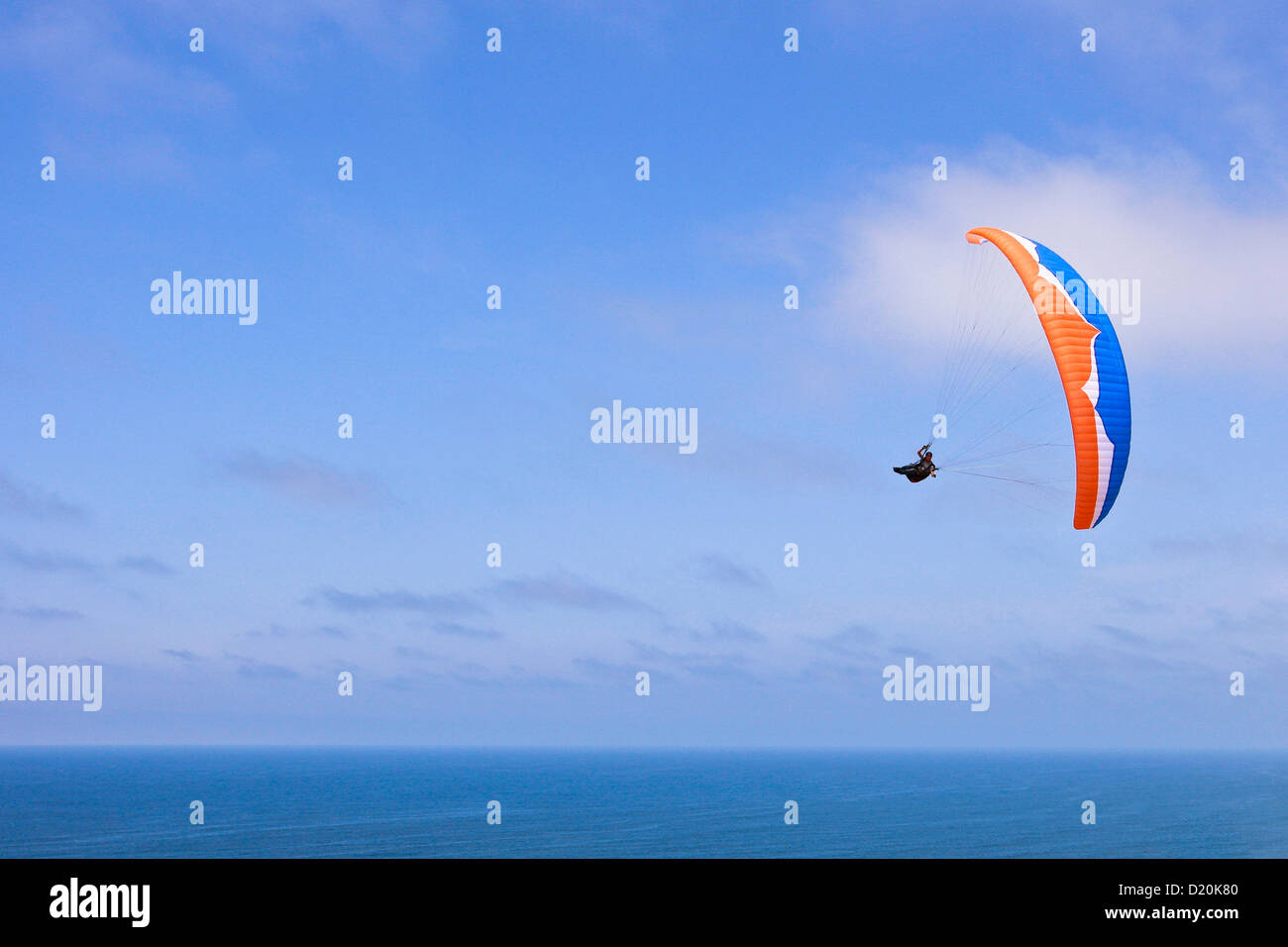 Paraglider above Pacific Ocean, San Diego, California, USA, America Stock Photo