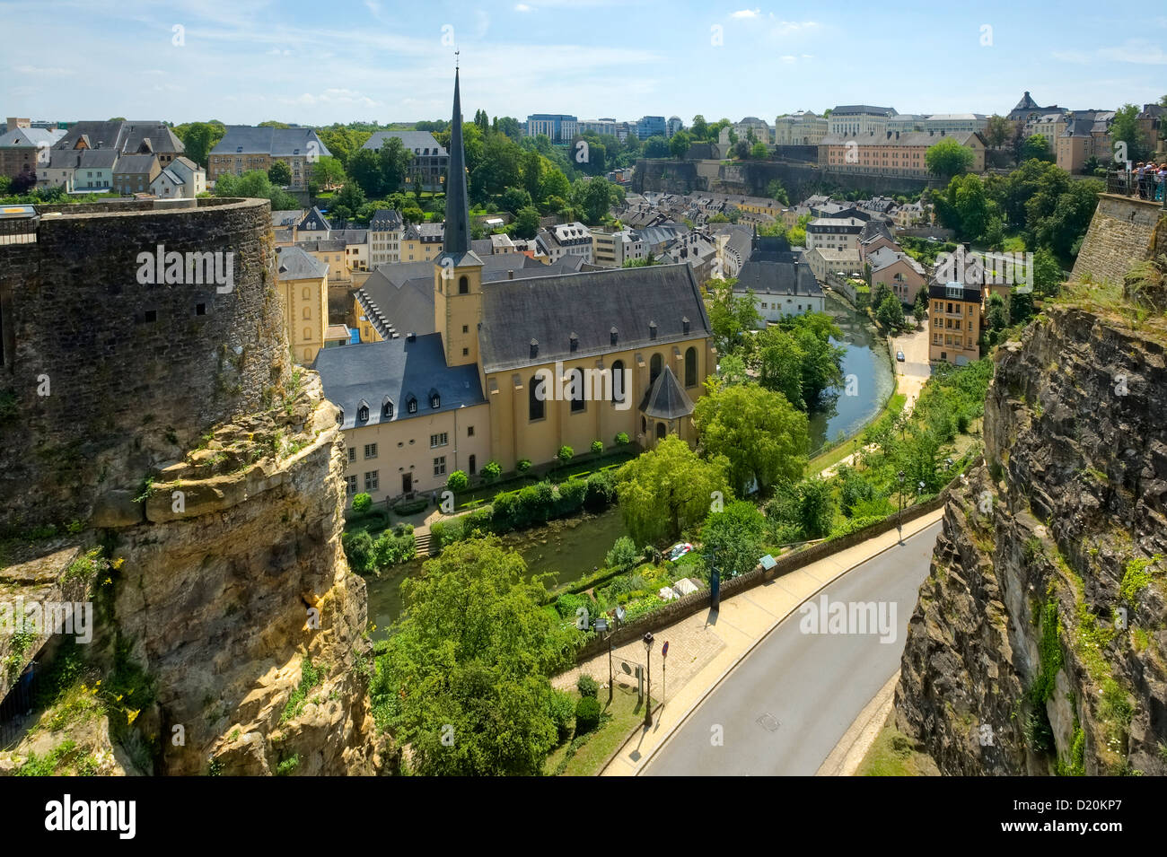 Neumuenster abbey with Alzette valley, Luxemburg, Luxembourg, Europe Stock Photo