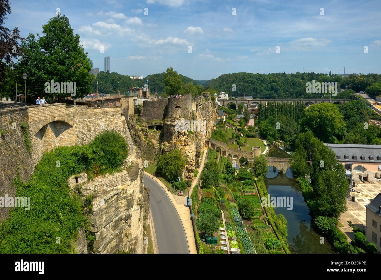 Bock rock with Alzette valley, Luxemburg, Luxembourg, Europe Stock Photo