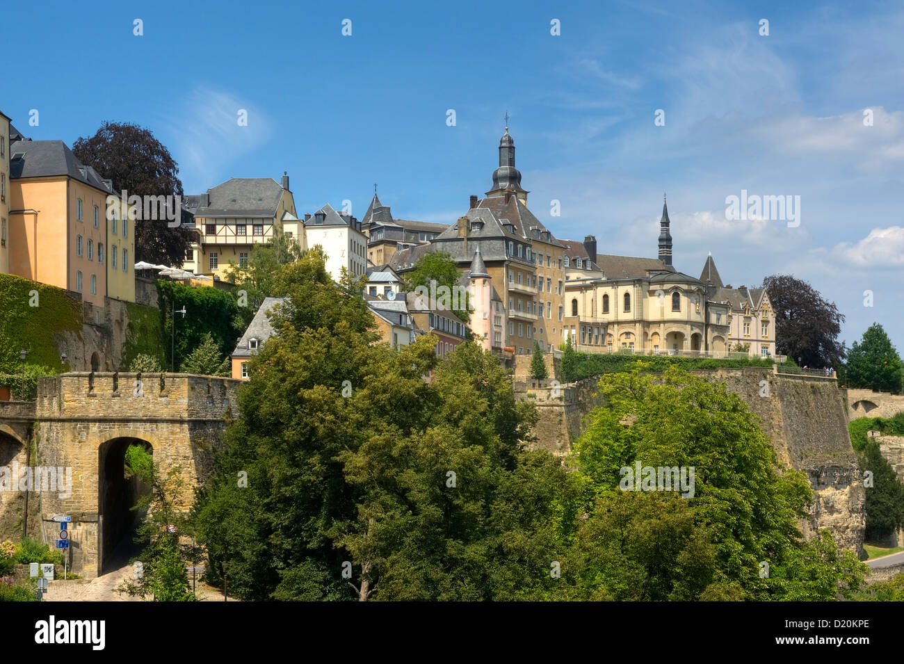 The St. Michaelis church in the sunlight, Luxemburg, Luxembourg, Europe Stock Photo