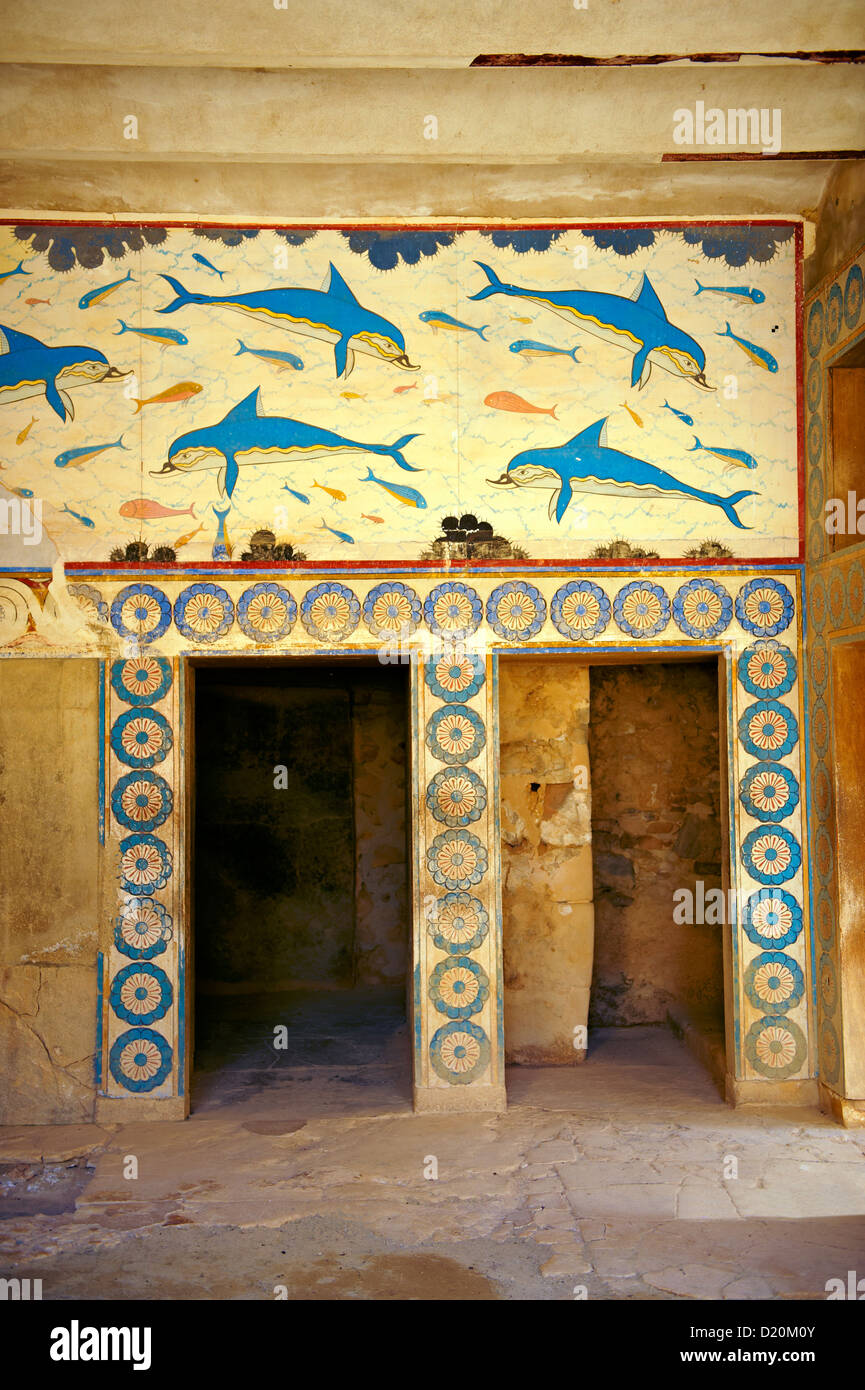 Arthur Evans reconstruction of the Dolphin Frescos, Knossos Minoan