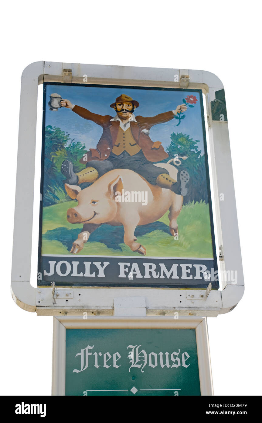Jolly Farmer Public House Sign Stock Photo