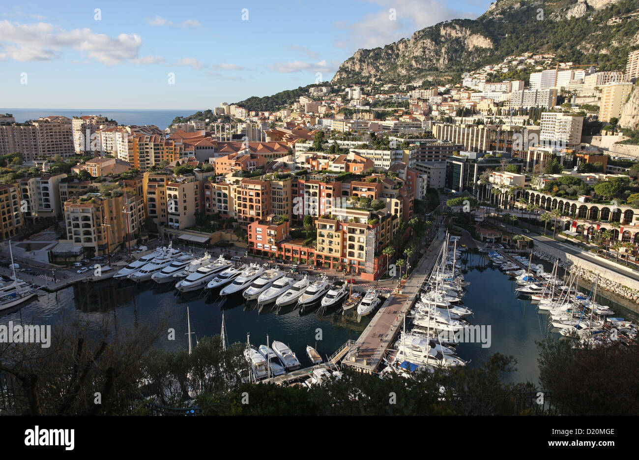 Overview of the Fontvieille Area of Monte Carlo Monaco Stock Photo