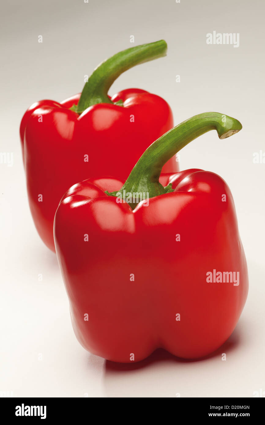 sweet red pepper on white background or raw vegetables Stock Photo