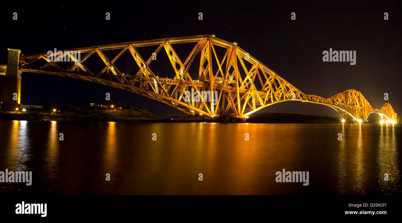 Forth Rail Bridge at Night Stock Photo