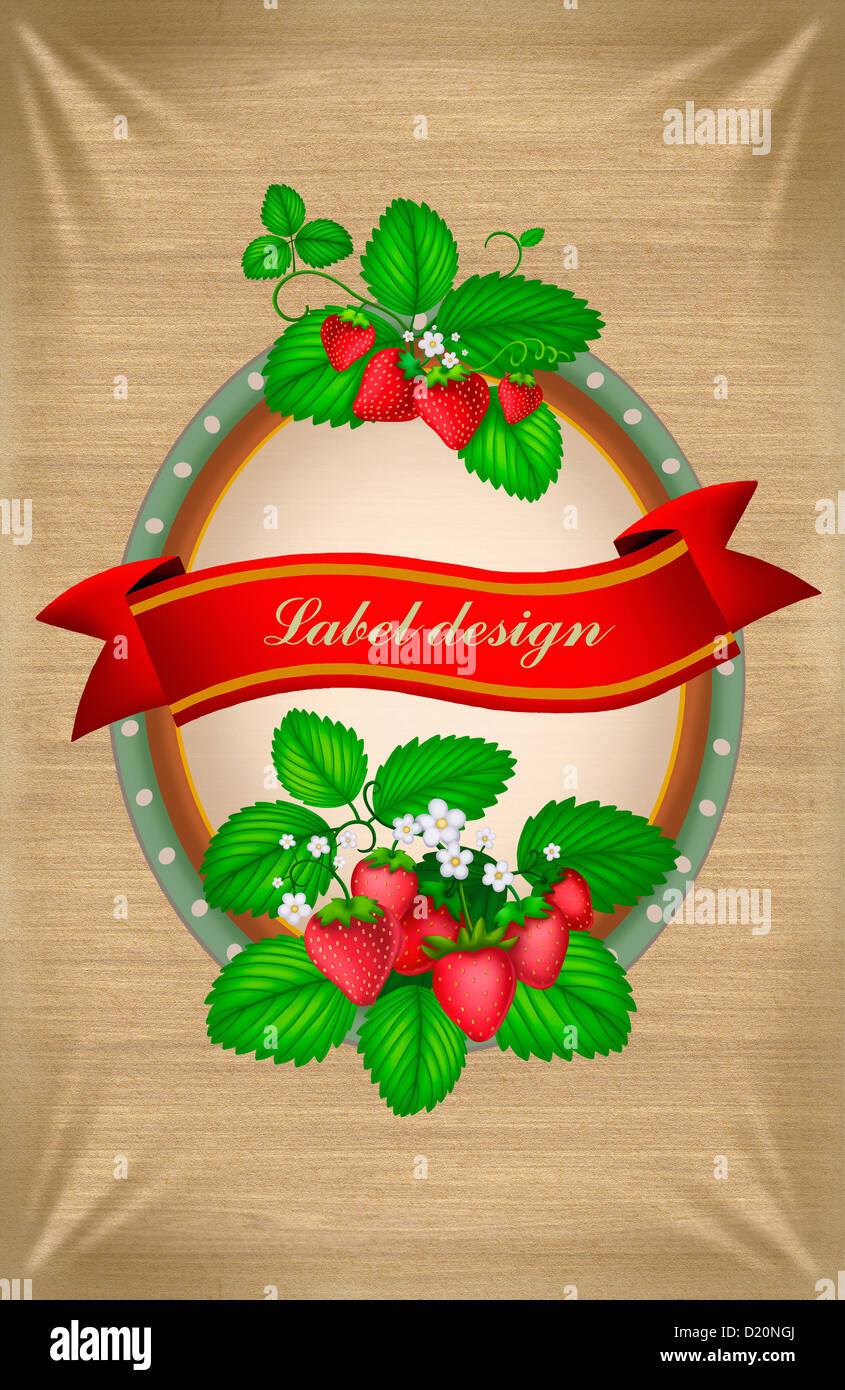 label design of strawberry plant Stock Photo - Alamy