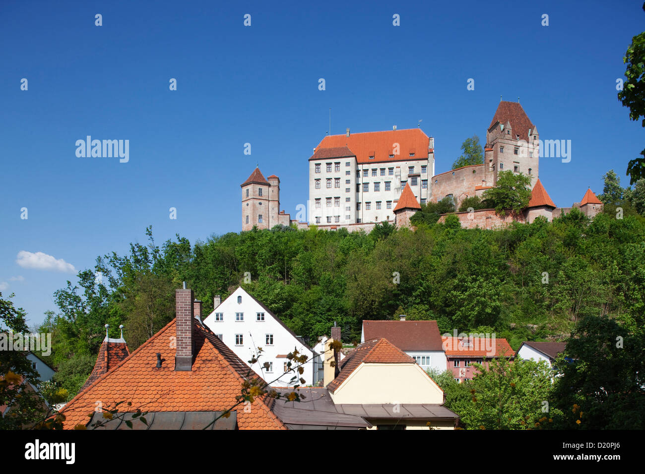 Trausnitz castle above the town of Landshut, Lower Bavaria, Bavaria, Germany, Europe Stock Photo