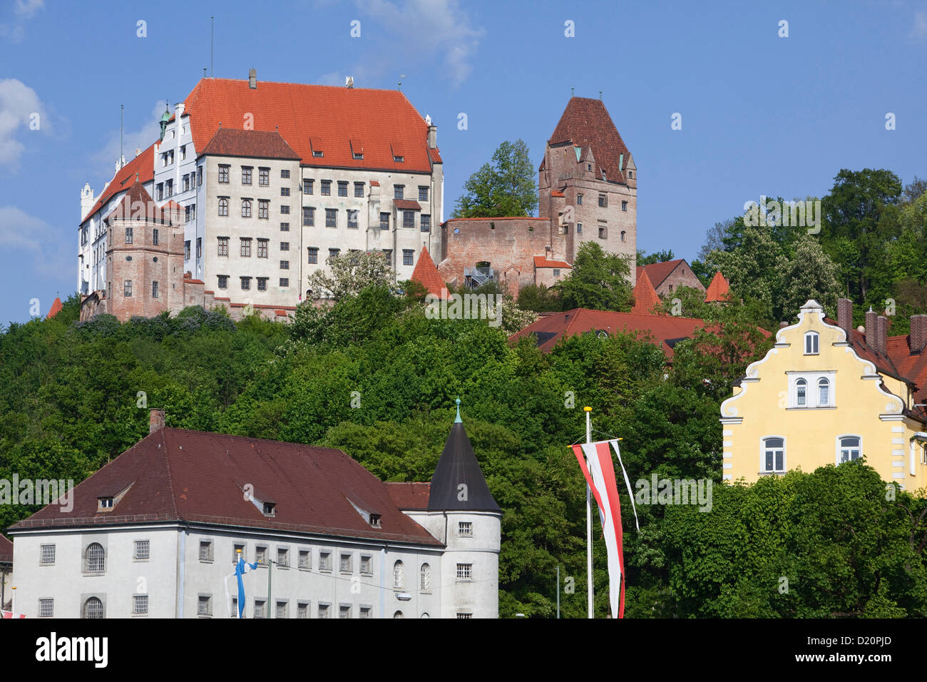 Trausnitz castle above the town of Landshut, Lower Bavaria, Bavaria, Germany, Europe Stock Photo