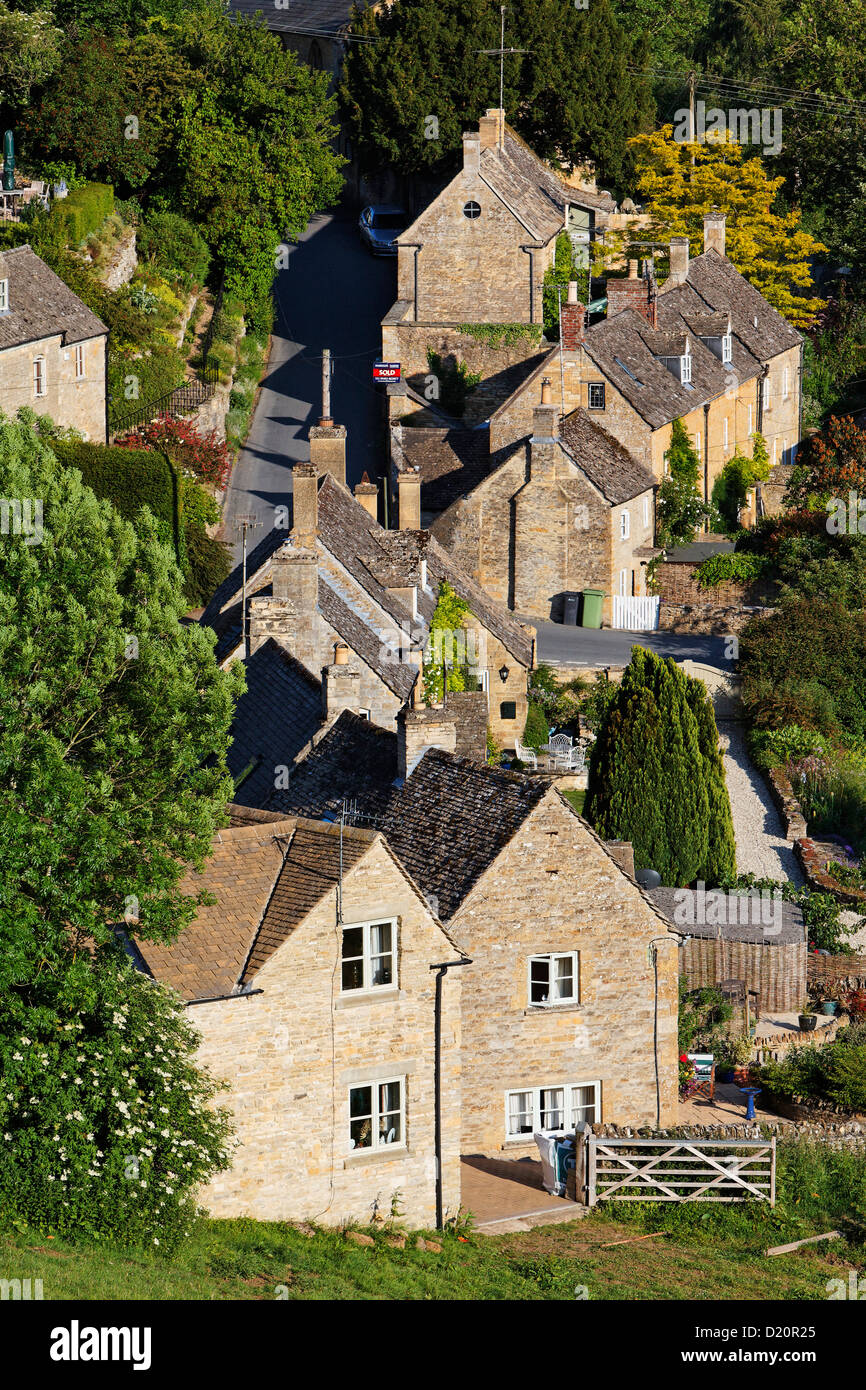 View of the houses of Naunton, Gloucestershire, Cotswolds, England