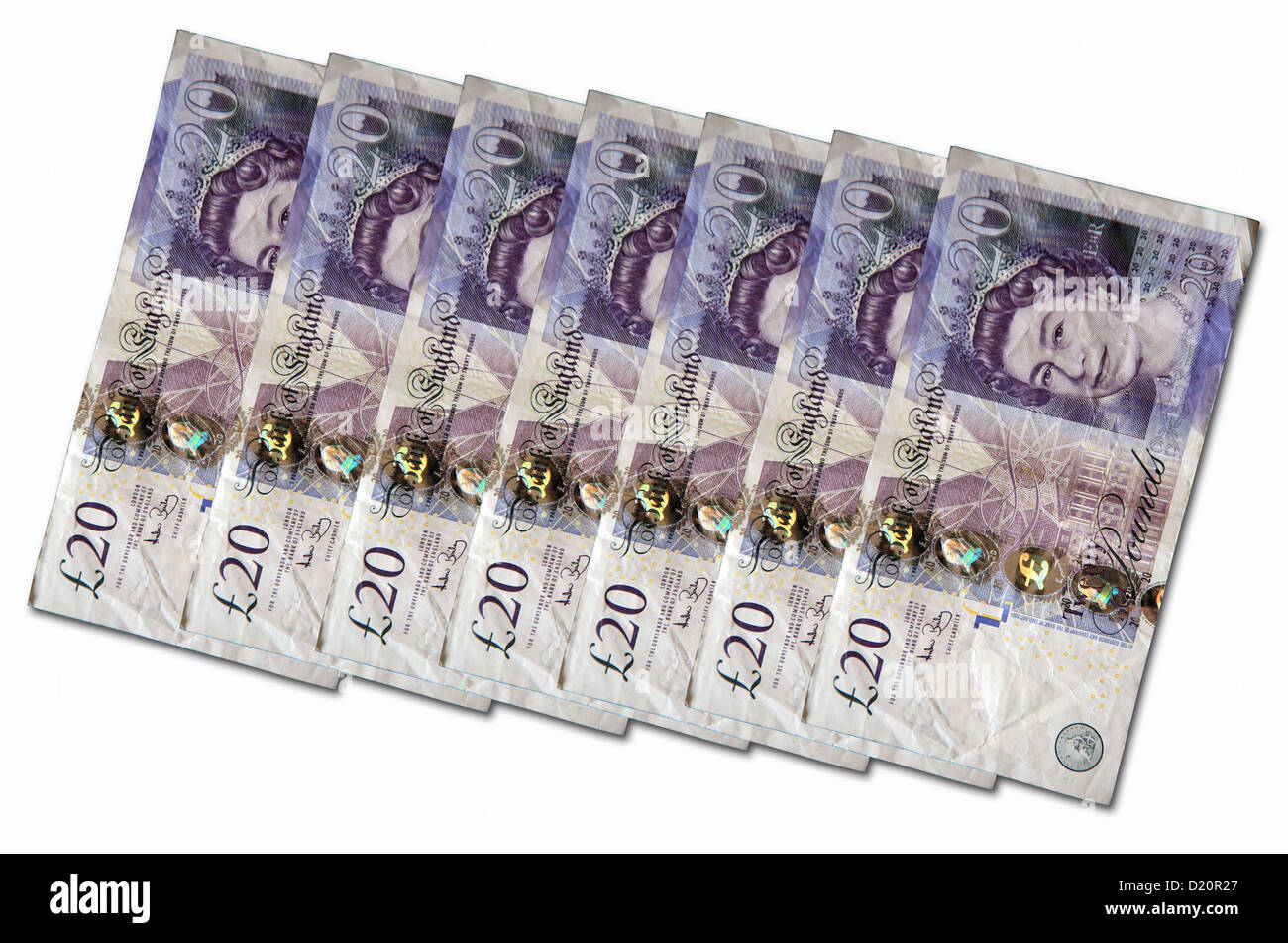 English £20 notes. Stock Photo