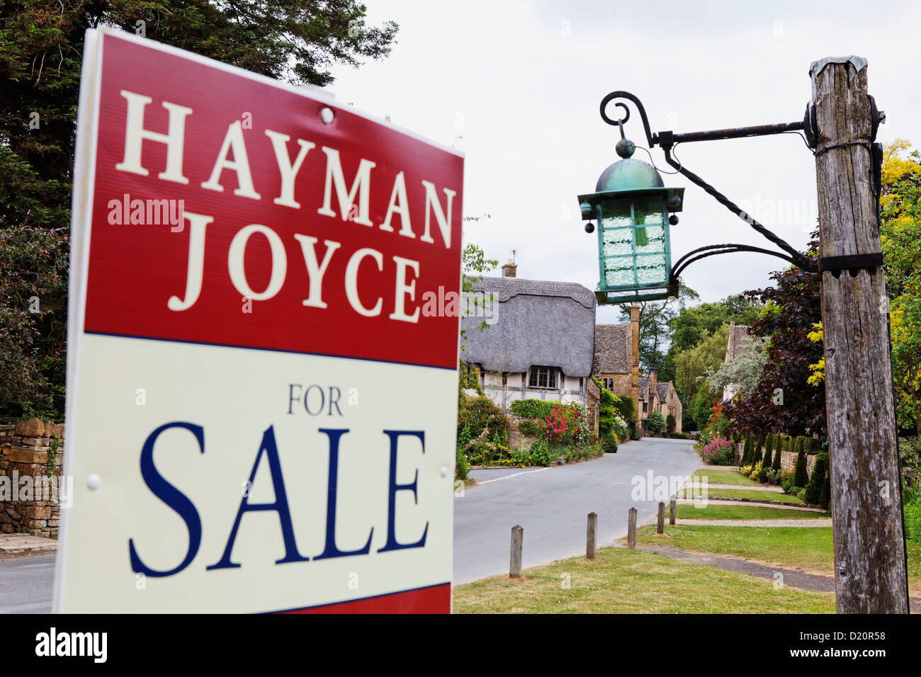 For sale sign for a house at High Street, Stanton, Gloucestershire