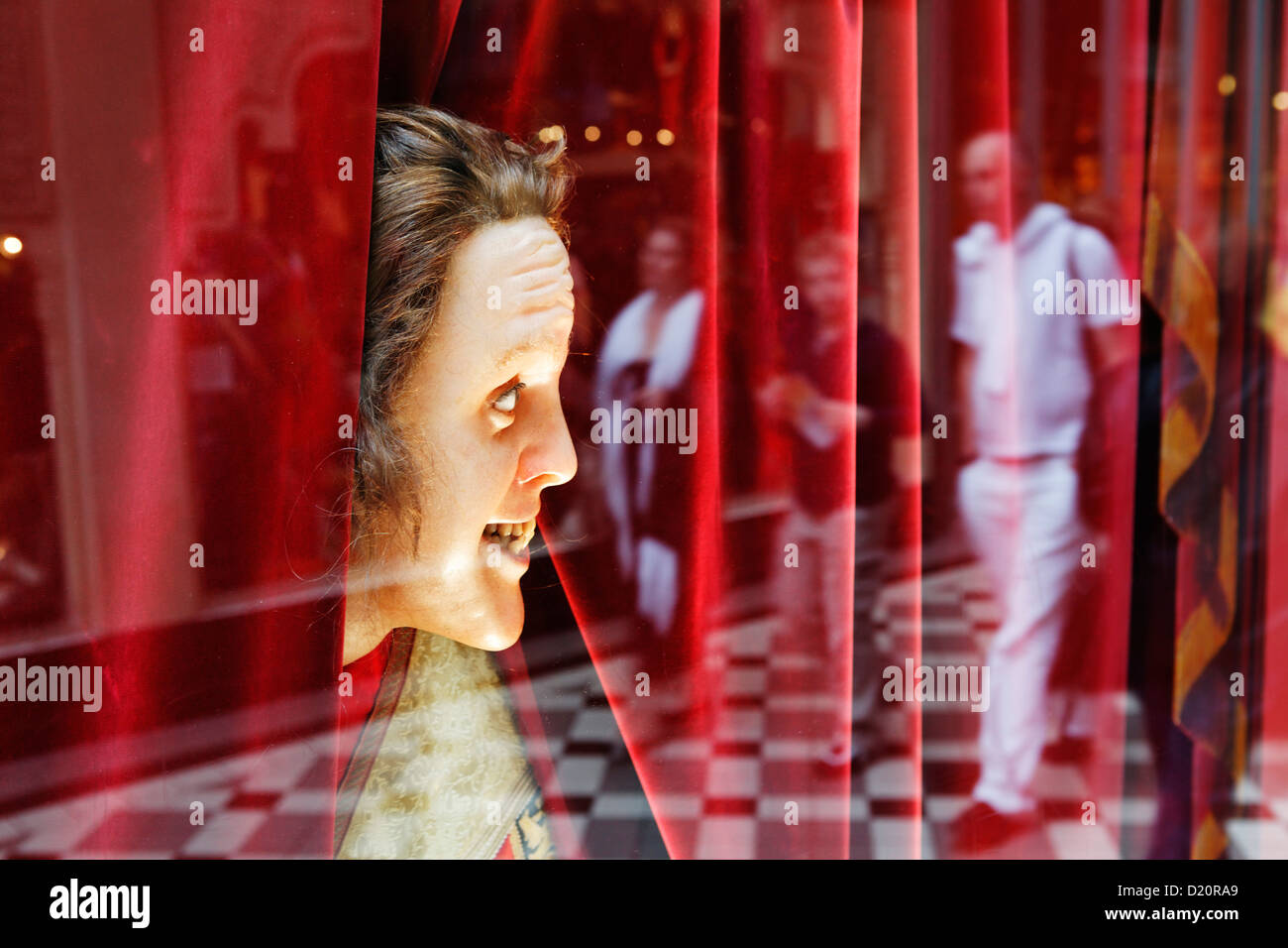 Wax figure in the window of Grevin wax museum, Galerie Verdeau, Paris, France, Europe Stock Photo