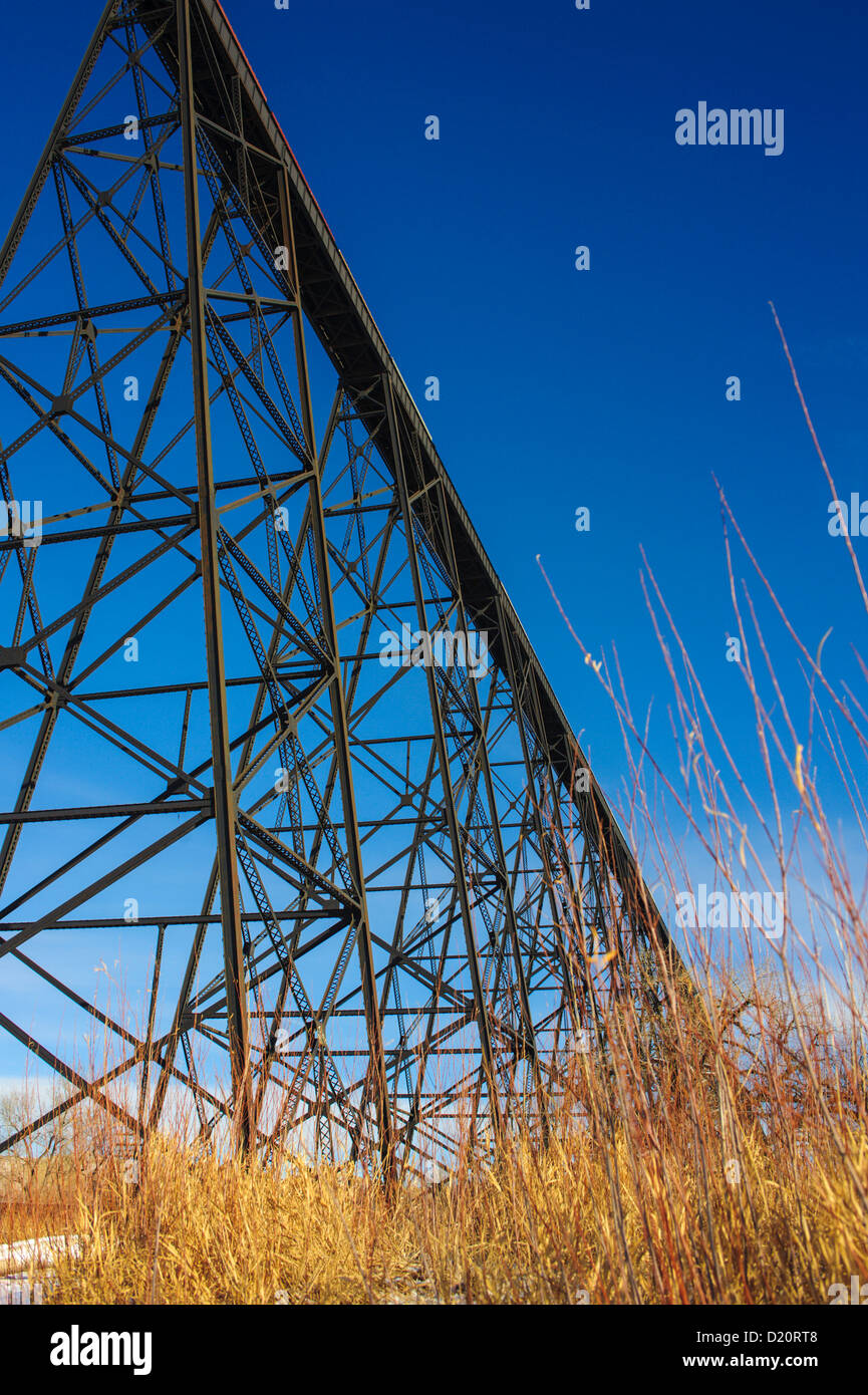 Lethbridge High Level Rail bridge crossing the Old Man River Stock Photo Alamy