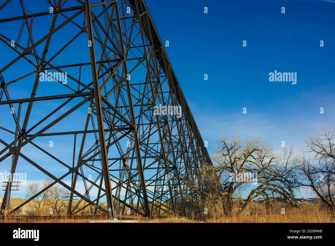 Lethbridge High Level Rail bridge crossing the Old Man River Stock Photo Alamy