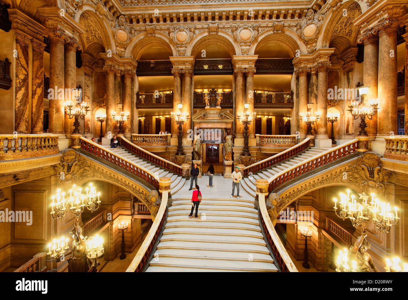 Staircase inside of the Opera Garnier, Paris, France, Europe Stock Photo