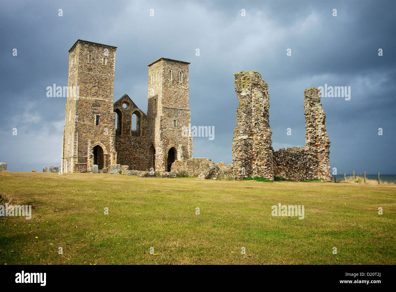 Reculver Towers Roman Fort Kent English Heritage UK Stock Photo - Alamy