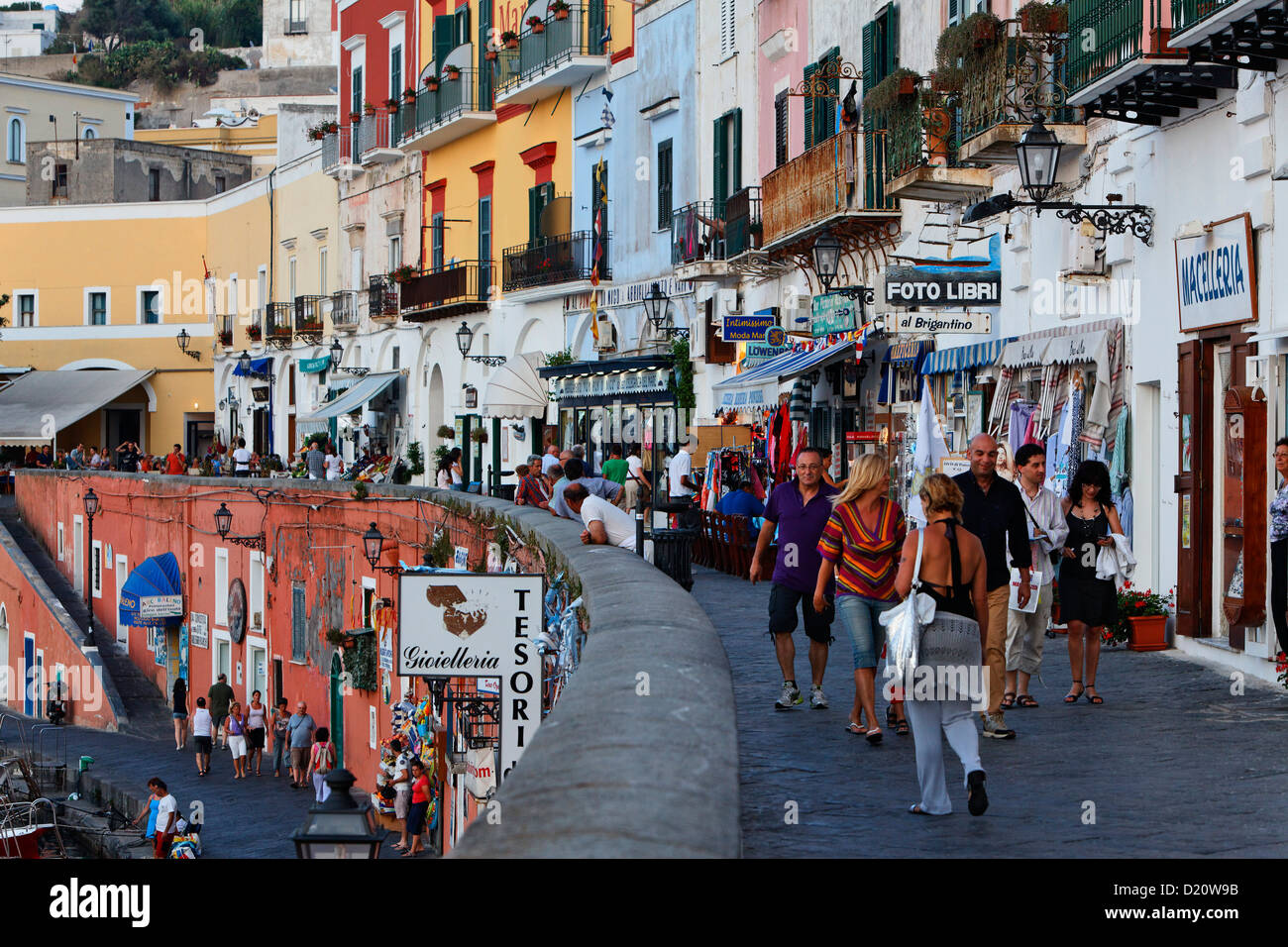 Tourists at the corso, Town of Ponza, Island of Ponza, Pontine Islands, Lazio, Italy, Europe Stock Photo