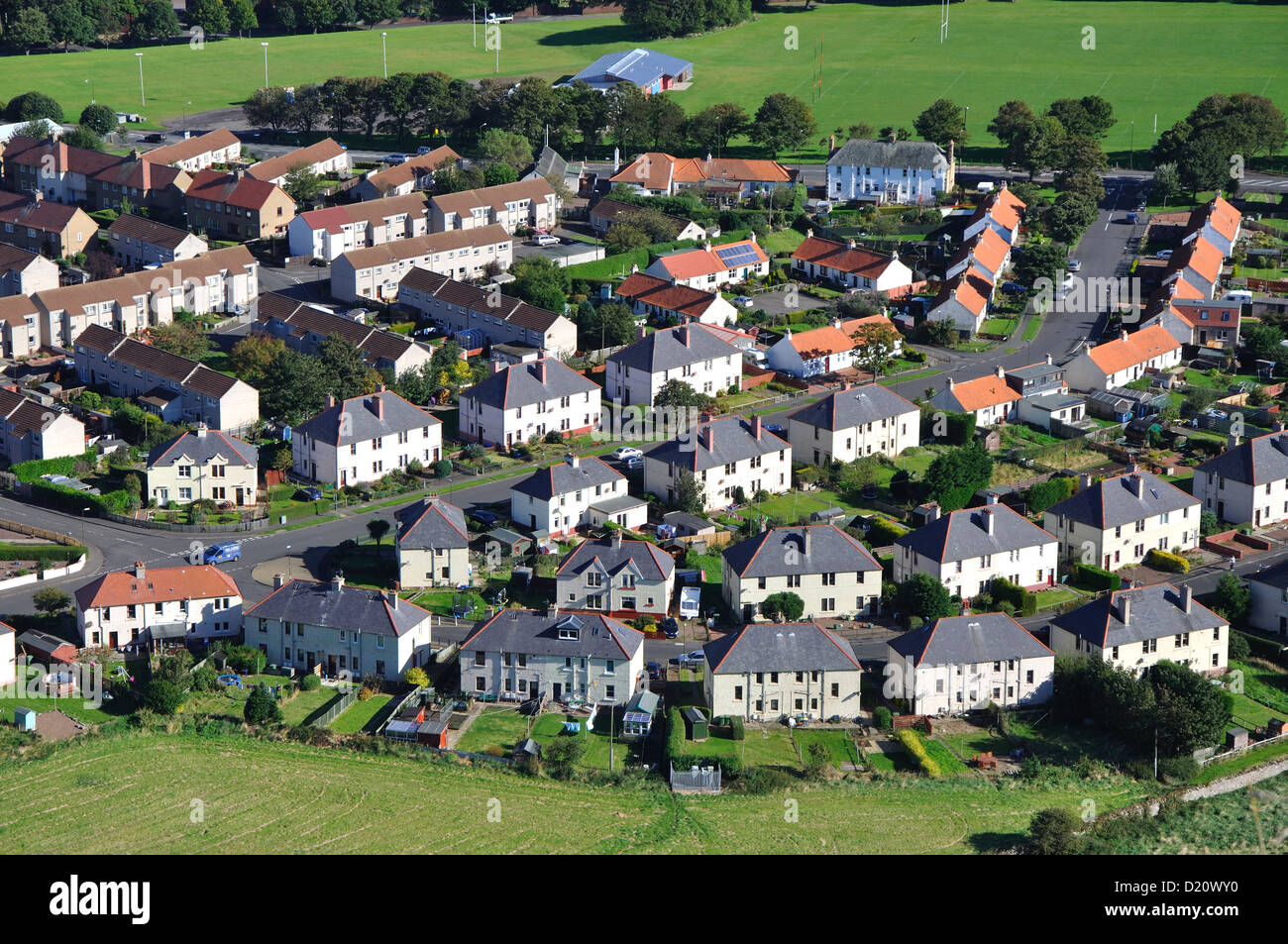 aerial view of housing estate, North Berwick, East Lothian, Scotland