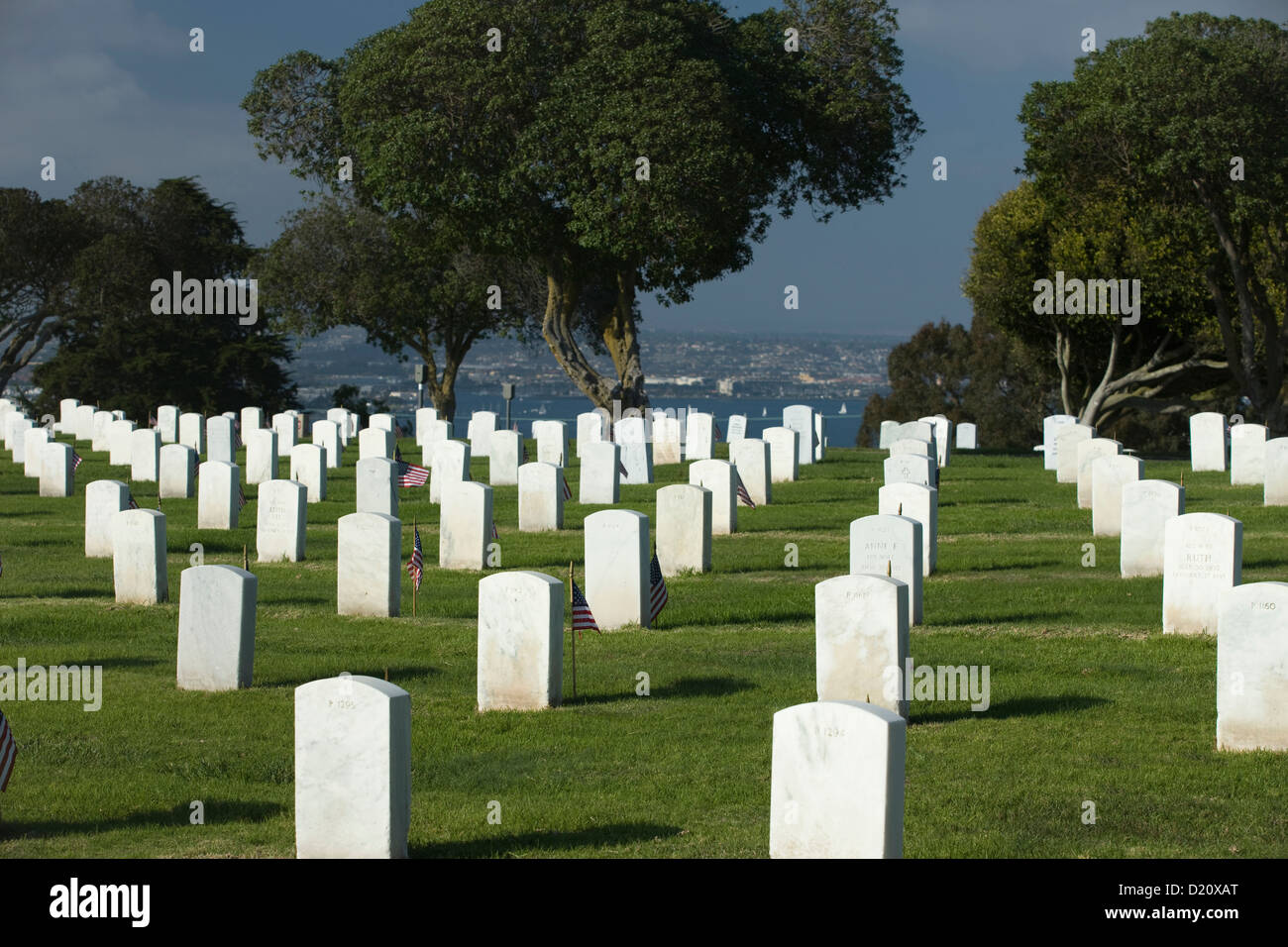 HEADSTONES FORT ROSECRANS NATIONAL CEMETERY POINT LOMA SAN DIEGO CALIFORNIA USA Stock Photo