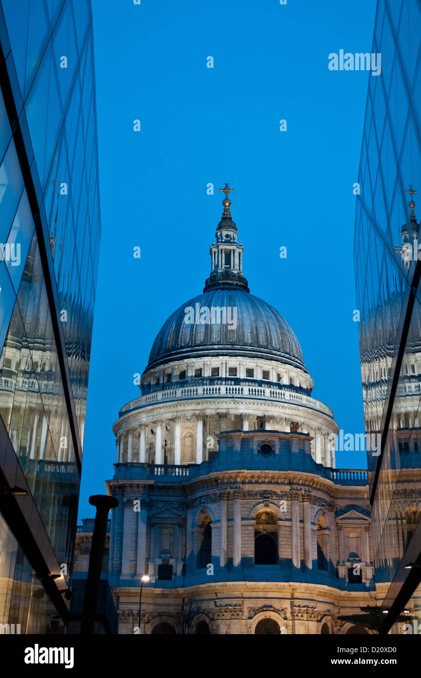 St Paul's Cathedral with reflections in One New Change shopping centre, London, UK Stock Photo