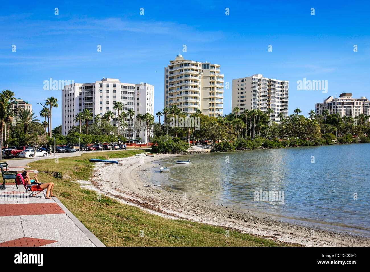 Apartments on the waterfront in downtown Sarasota Florida Stock Photo