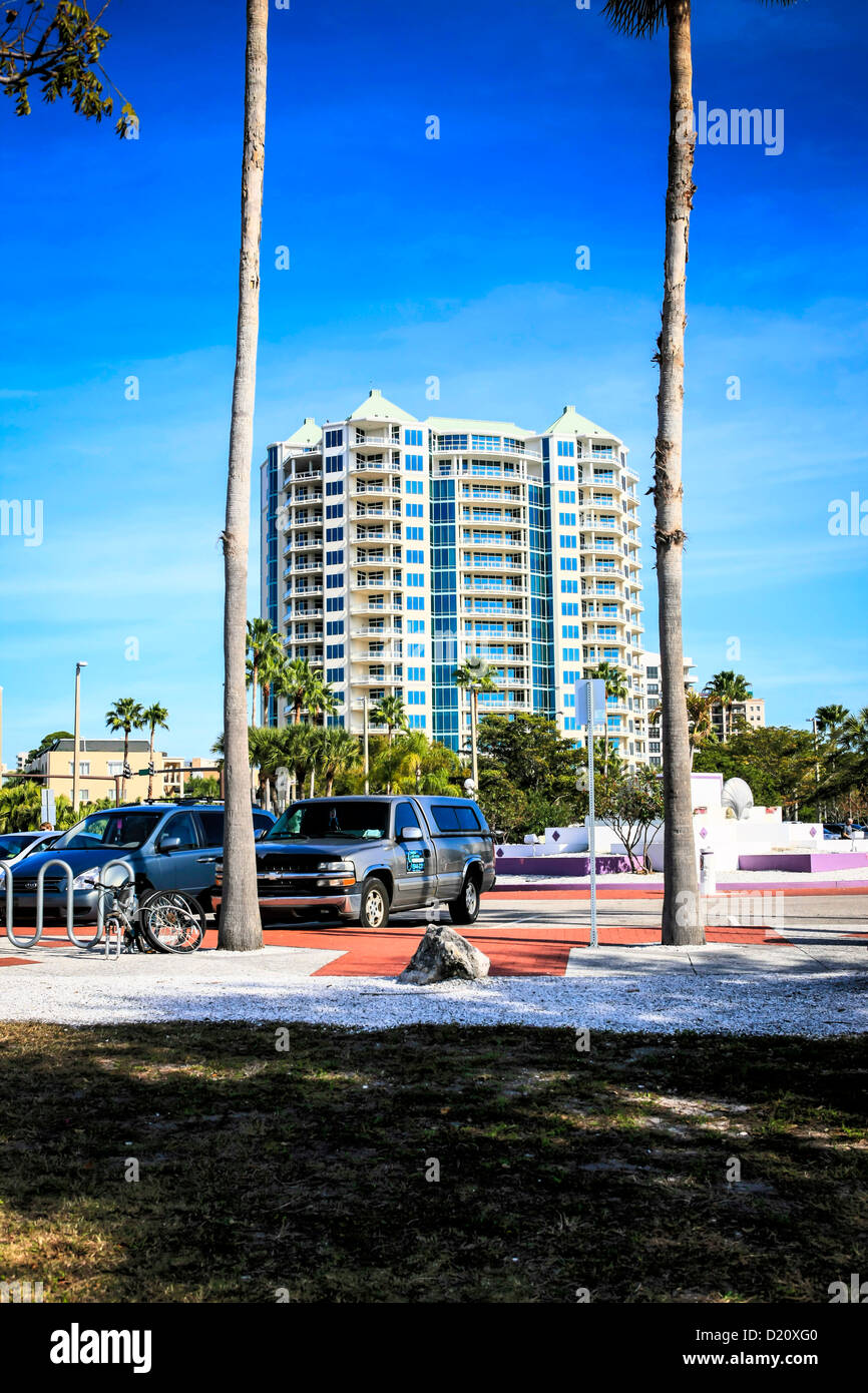 Apartments on the waterfront in downtown Sarasota Florida Stock Photo