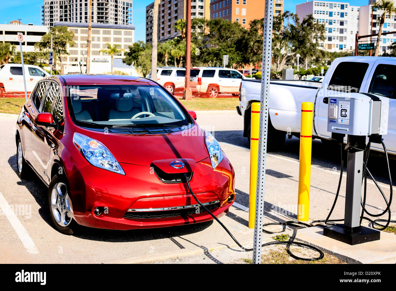 Electric car at a reenergizing station in the Sarasota Bay front car