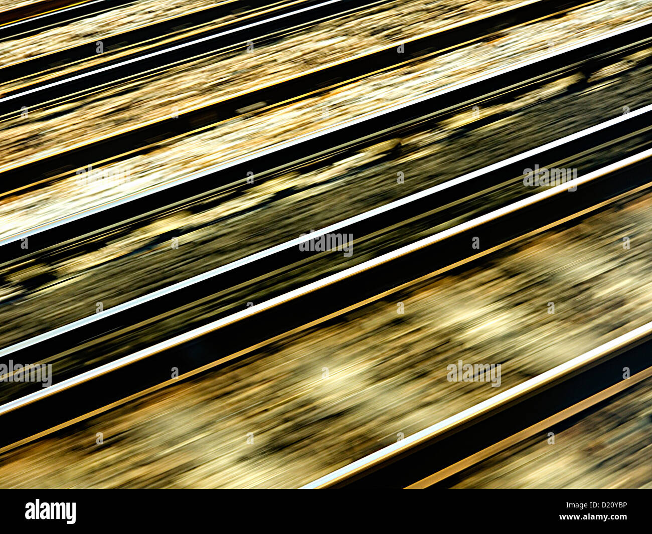 Railway lines at speed in London, UK Stock Photo