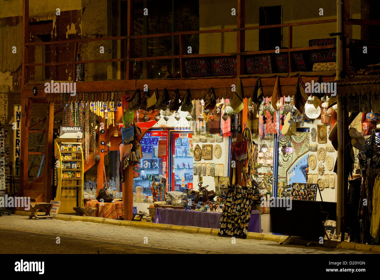 Illuminated display of a shop, Goereme, Anatolia, Cappadocia, Turkey Stock Photo