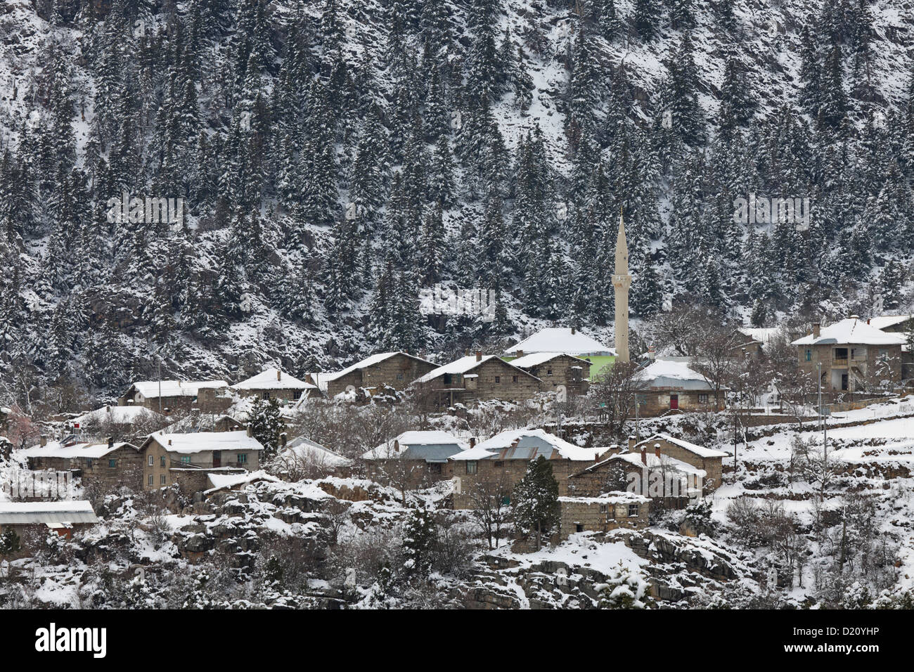 Madenli area covered with snow, Anatolia, Turkey Stock Photo
