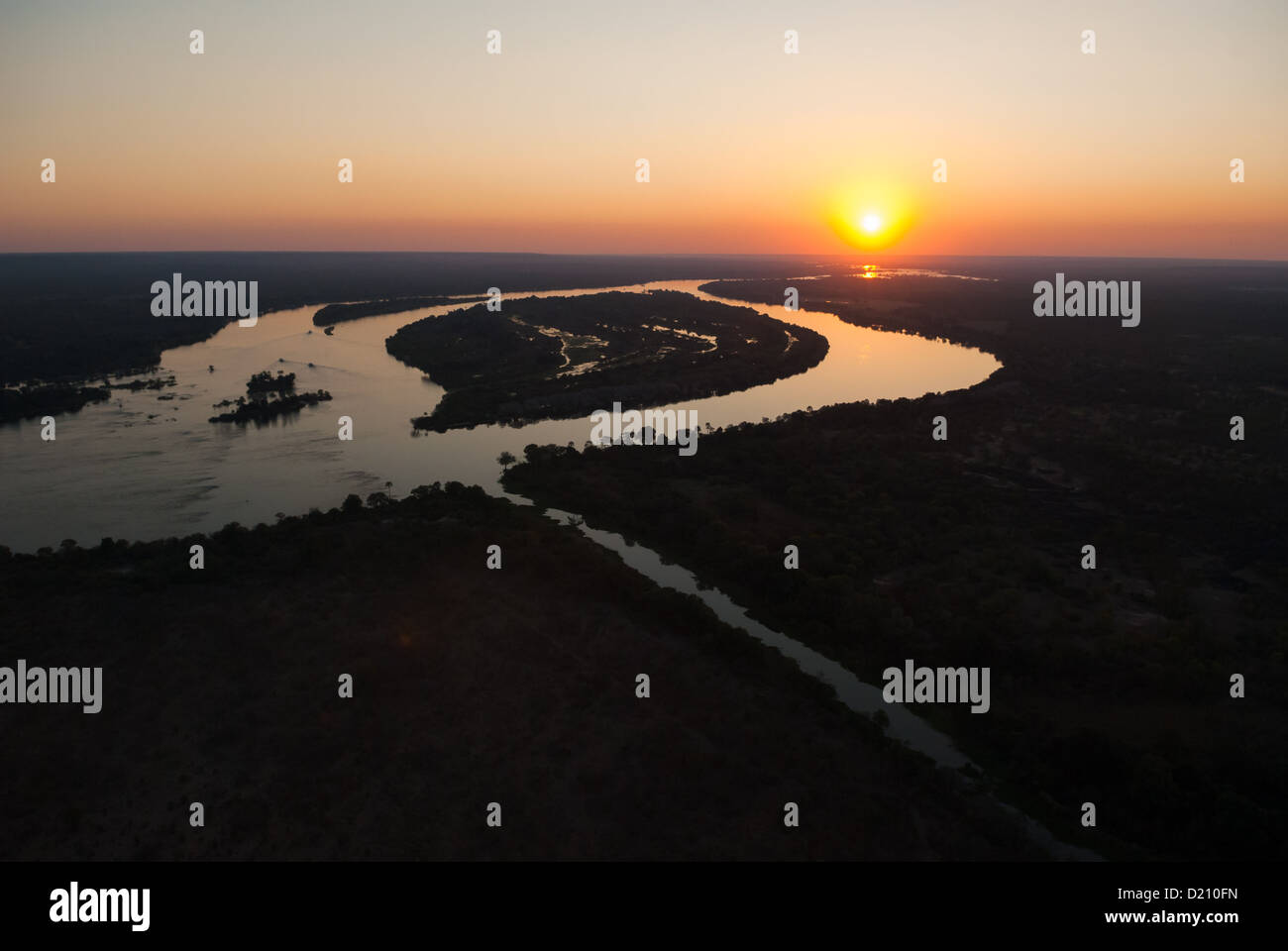 Aerial view of the Zambezi river Stock Photo