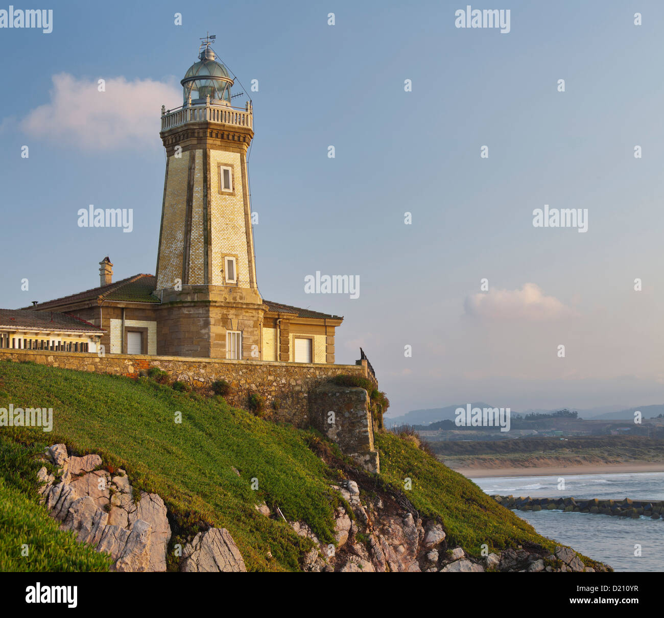 Lighthouse, Aviles, Bay of Biscay, Asturias, Spain Stock Photo