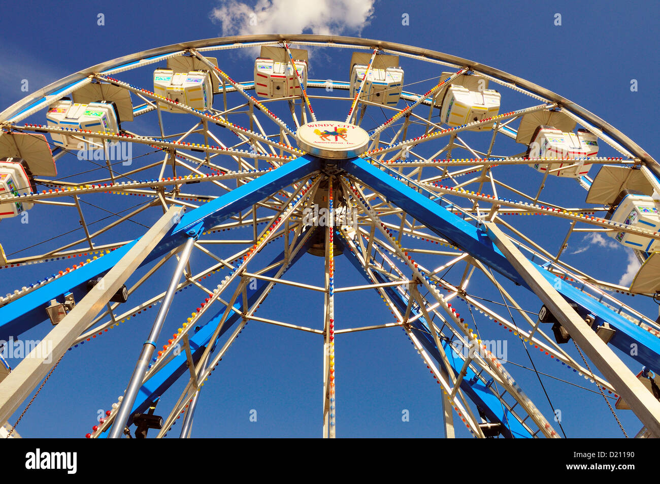 Ferris wheel summer community fair Illinois, USA. Stock Photo