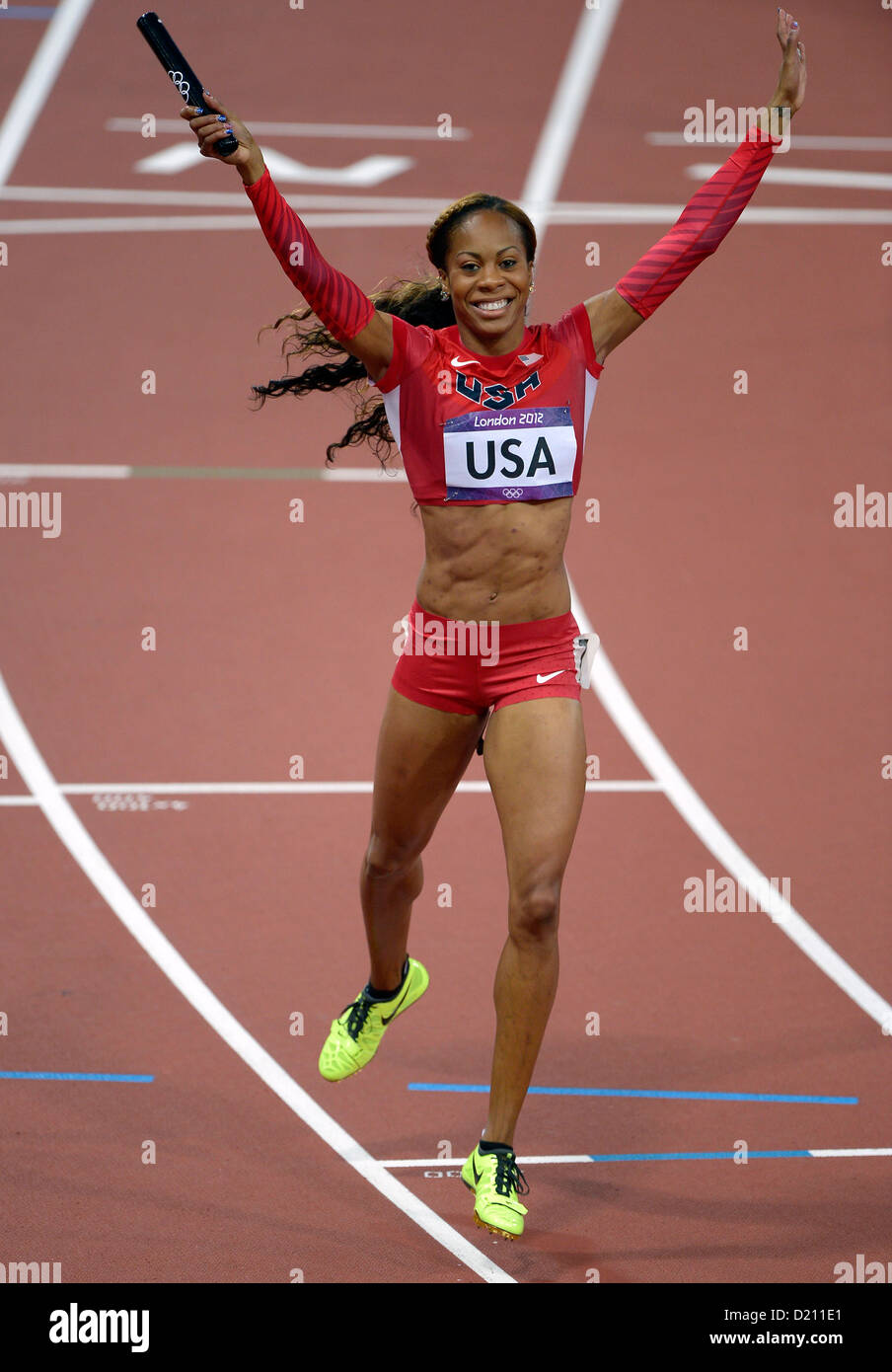 USA&rsquo;s Sanya Richards-Ross celebrates. Athletics Stock Photo - Alamy