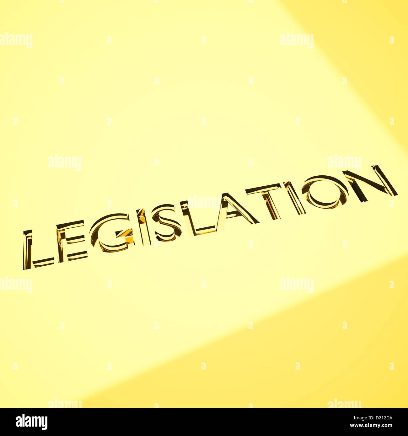 engraved legislation words on metal surface, for related concepts. Stock Photo
